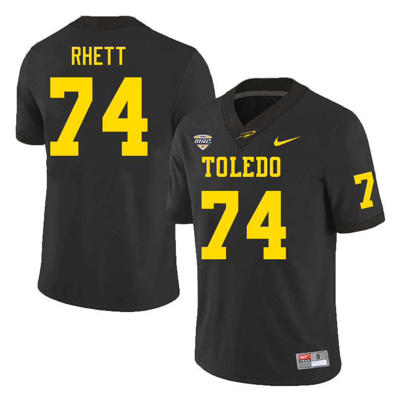 Toledo Rockets #74 Cole Rhett College Football Jerseys Stitched Sale-Black